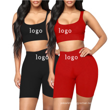 Odm Two Pieces High Waist Sport Seamless Red Yoga Pants Sets Fitness Leggings two piece short set
